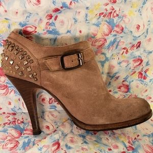 Barney's Co-Op Sz 38 Taupe Nubuck Studded Booties